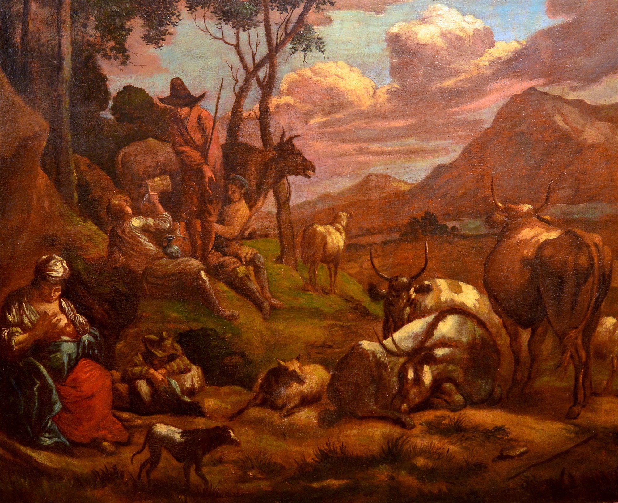 Paesaggio con pastori e armenti nella campagna romana